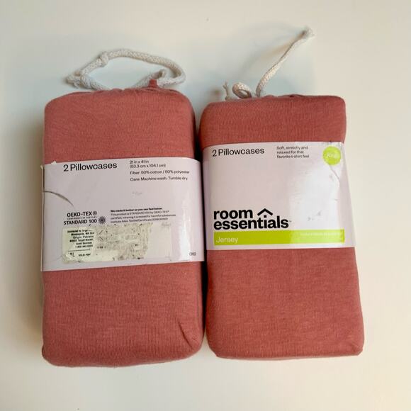 NWT Room Essentials Cotton Blend Pink King Size Jersey Pillow Cases 2 Boxes - Picture 4 of 6